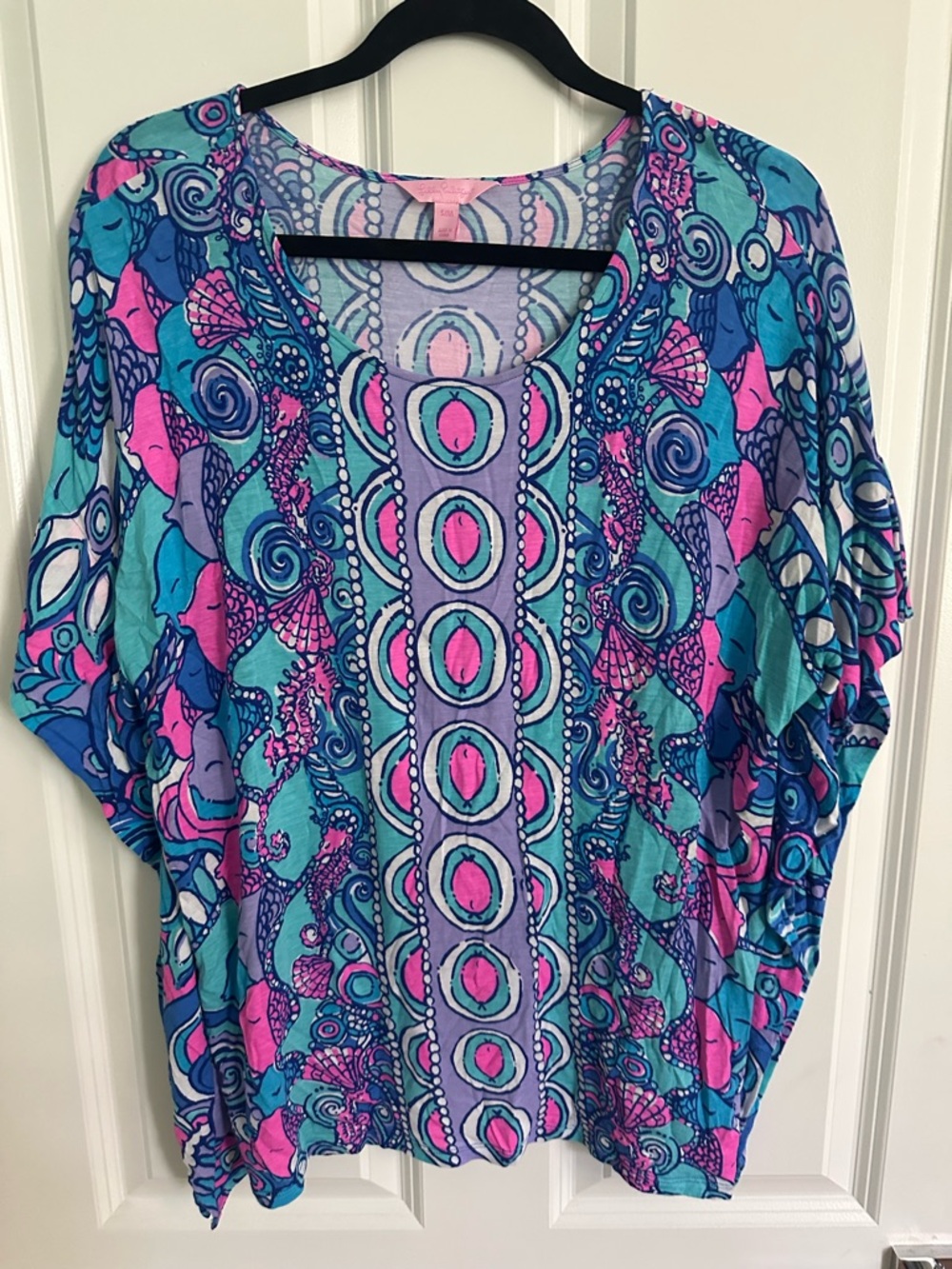 Lilly Pulitzer Multicolor Turquoise Pink Purple Patterned Tunic Top
